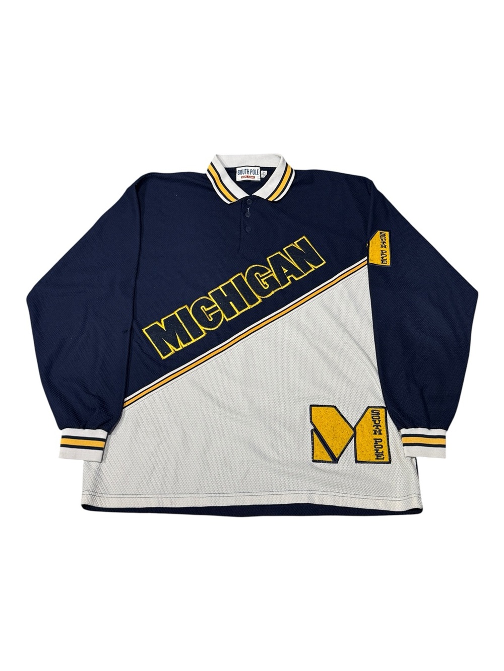 Vintage Y2K Southpole Michigan Wolverines Rugby Shirt Men’s Sz XL